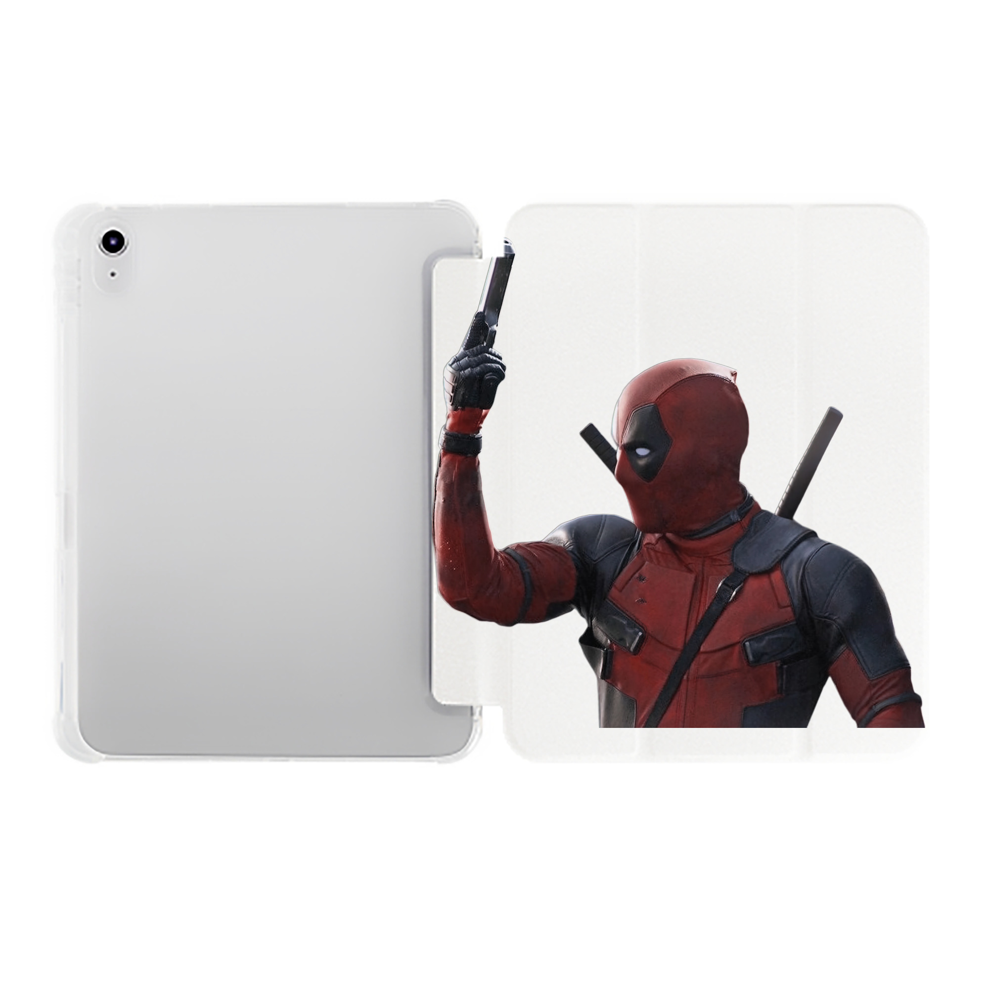 （画像用） Deadpool デッドプール IPad ケース ペン収納付き 三つ折りスタンド PUレザー×シリコン 対応機種9.5/10.5/10.9インチ
